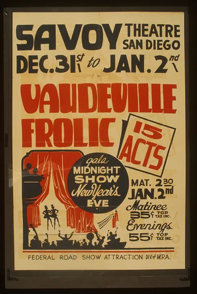 Vaudeville frolic 15 acts (S) Gala midnight show New Years eve.