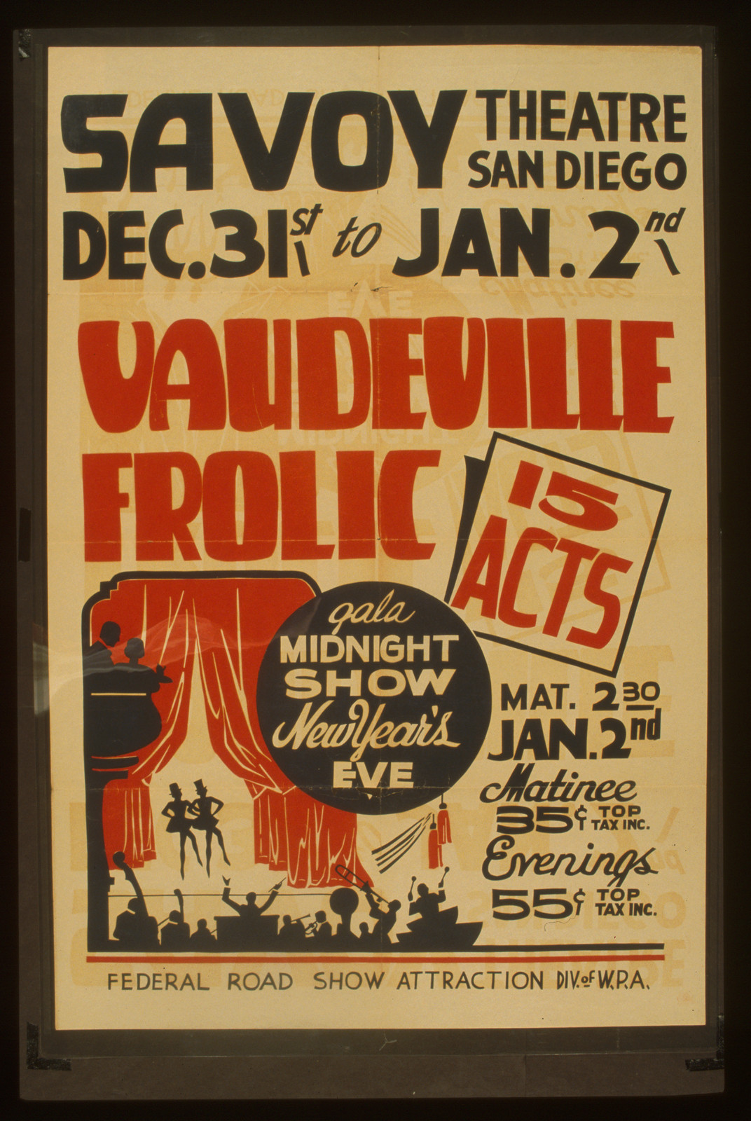 Vaudeville frolic 15 acts (S) Gala midnight show New Years eve., 1936 — vintage poster