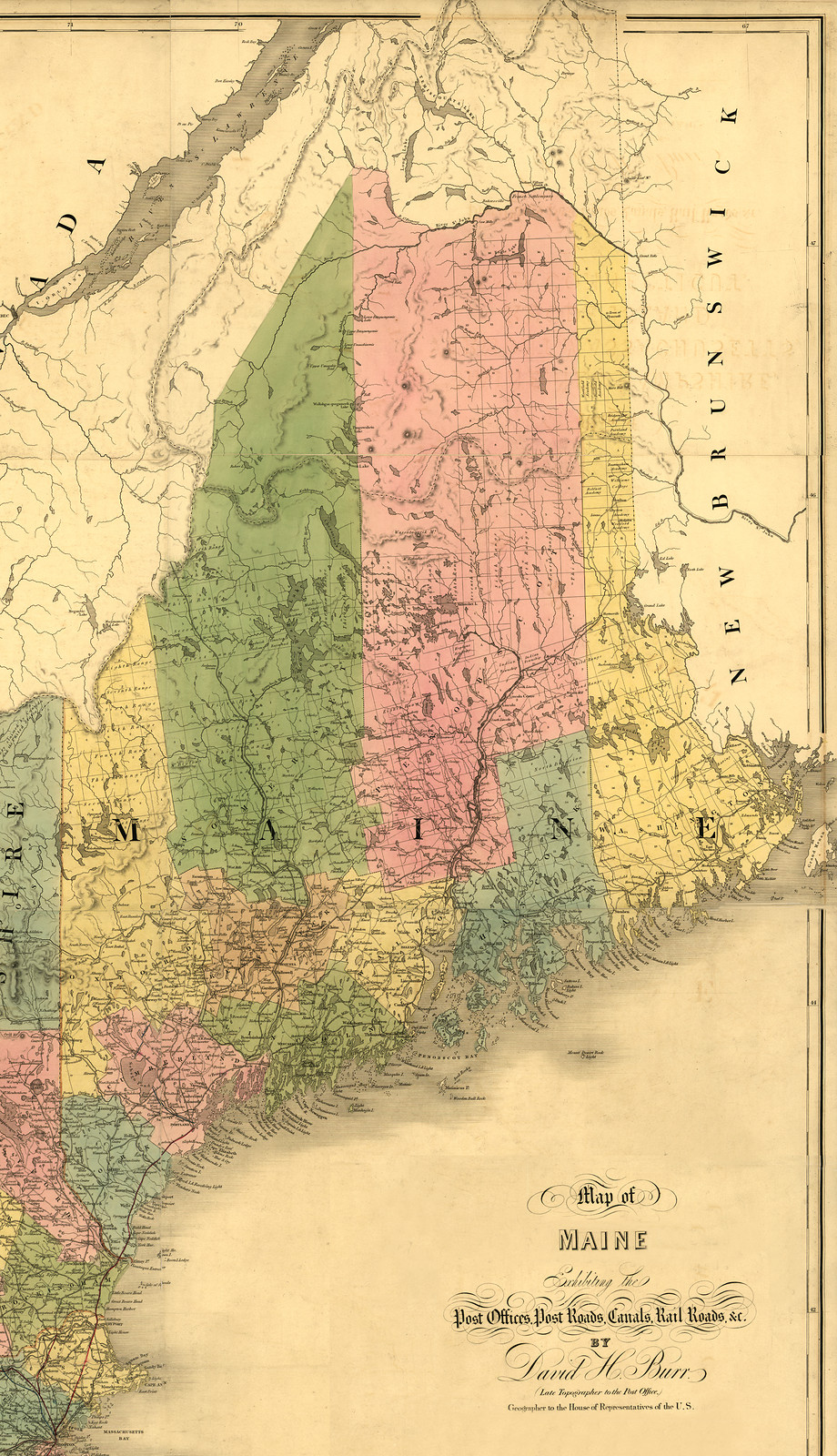 Maine 1839 a, Maine — antique map