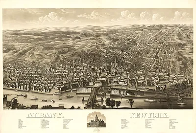 Bird's-eye panoramic view of Albany, New York