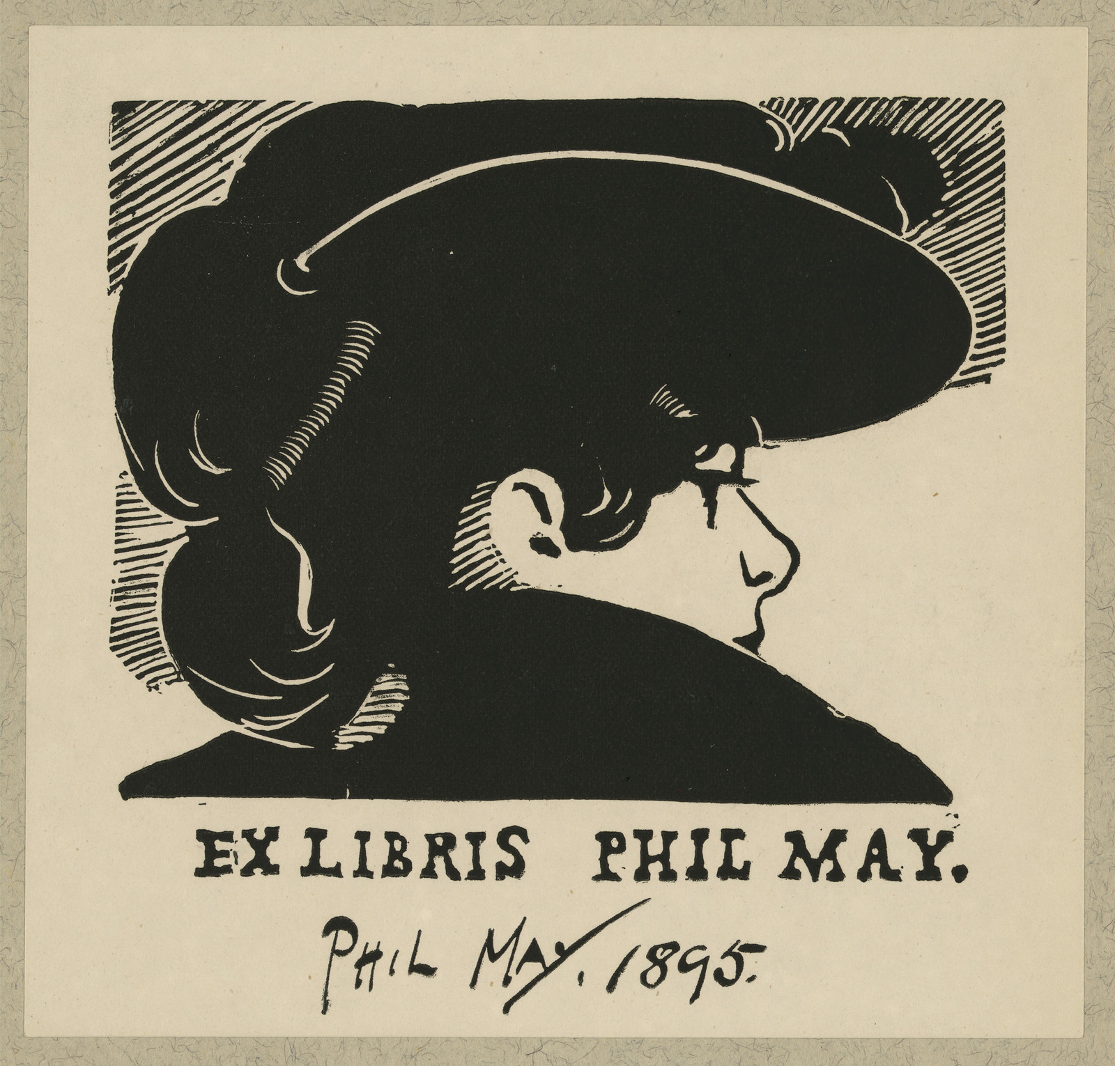 [Bookplate of English caricaturist Phil May] / Phil May., 1895 — historic image