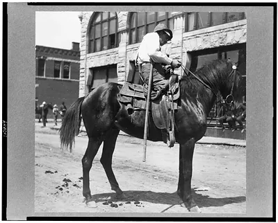 [Man without leg(s), on horseback, Pocatello, Idaho]