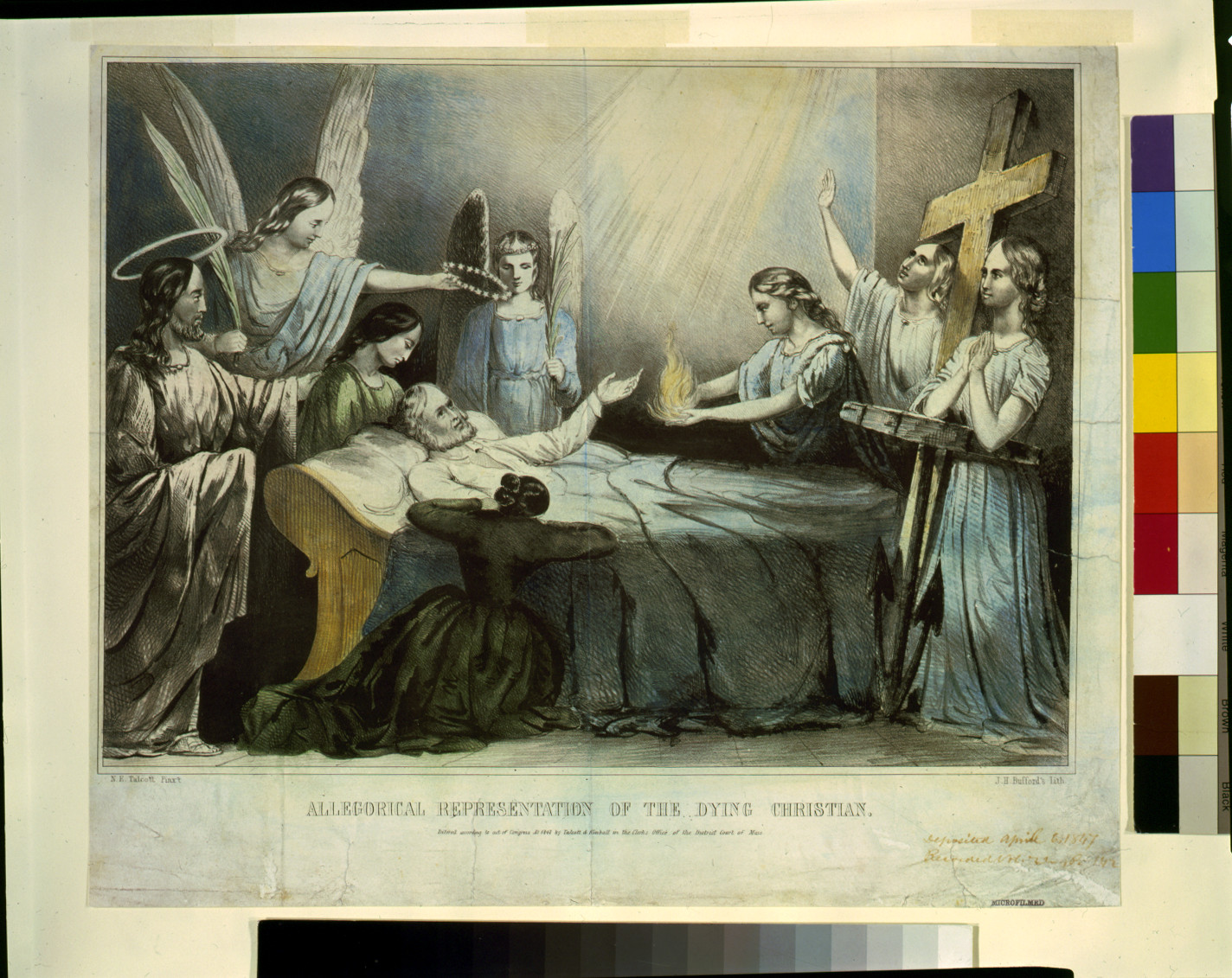 Allegorical representation of the dying Christian / N.E. Talcott pinxt. ; J.H. Bufford's lith., c1847. — antique lithograph