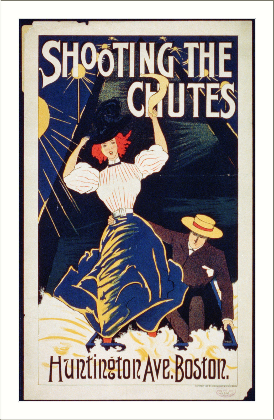 Shooting the Chutes... Boston, Boston : Walker (George H.) & Co. Lith., 1897. — vintage poster