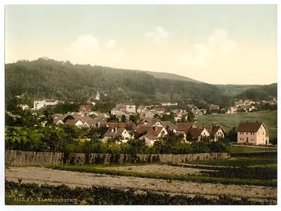 Bath of Liebenstein (i.e. Bad Liebenstein) from the Reichshohe Thuringia Germany