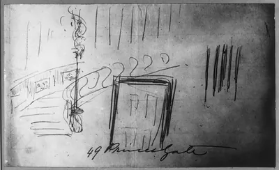 [Sketch of the stairway, Leylan's house, 49 Princes Gate]