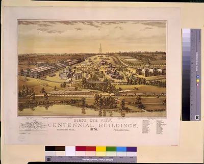 Bird's eye view, Centennial buildings, Fairmont Park, Philadelphia. 1876