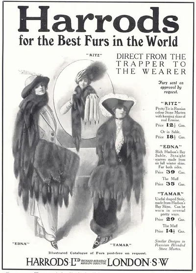 Harrods for the Best Furs in the World advertisement