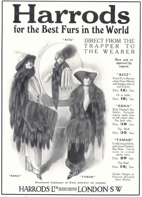 Harrods for the Best Furs in the World advertisement — historic image