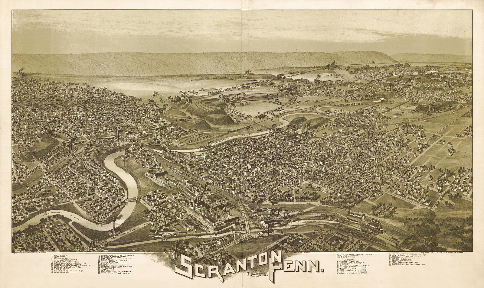 Scranton, Pennsylvania, 1890, 1890 — antique map