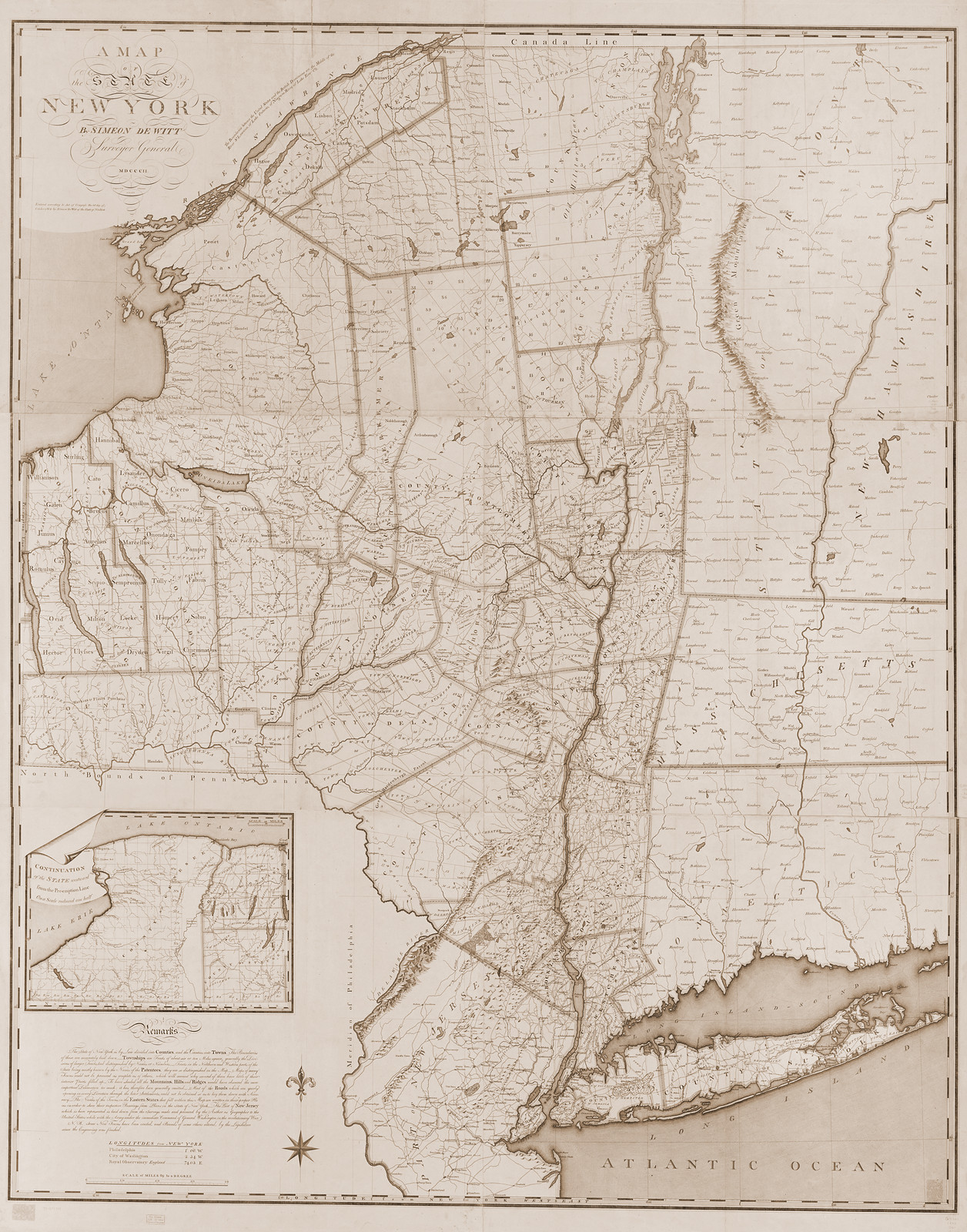 Map of the State of New York, New York, 1802, 1802 — antique map