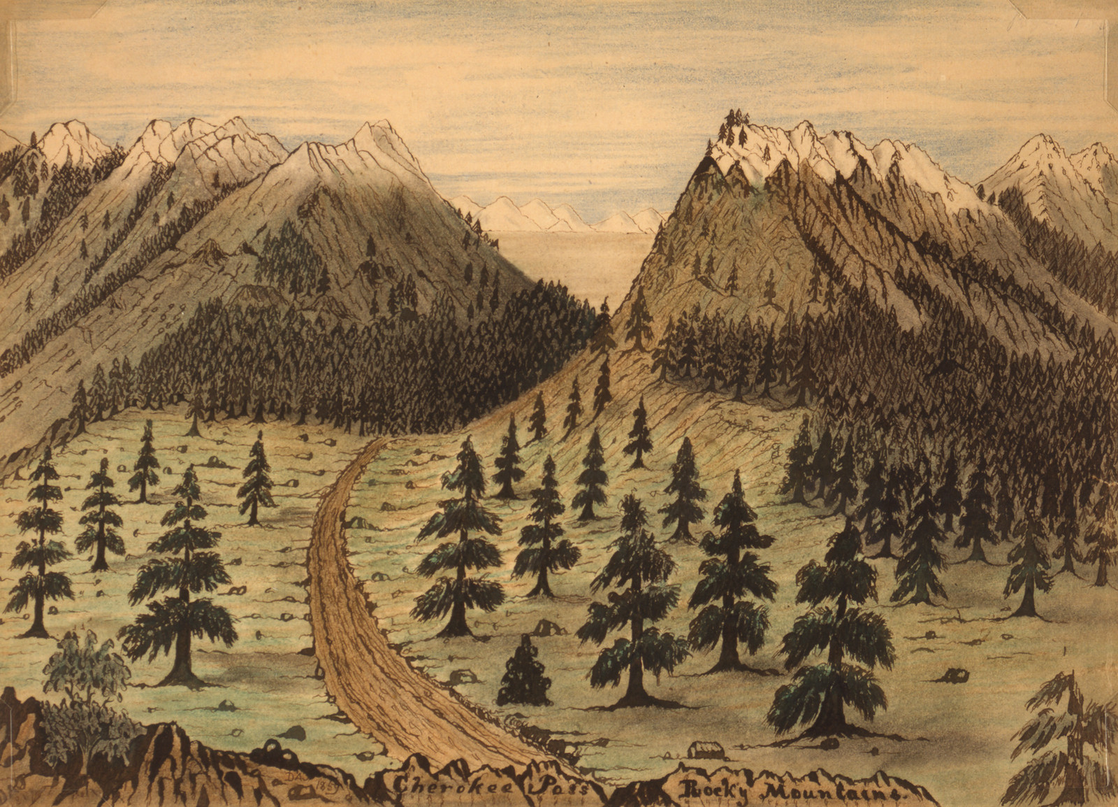Cherokee Pass, Rocky Mountains, 1859 — historic drawing