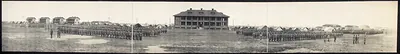 Panoramic photograph of troops in formation on a parade ground