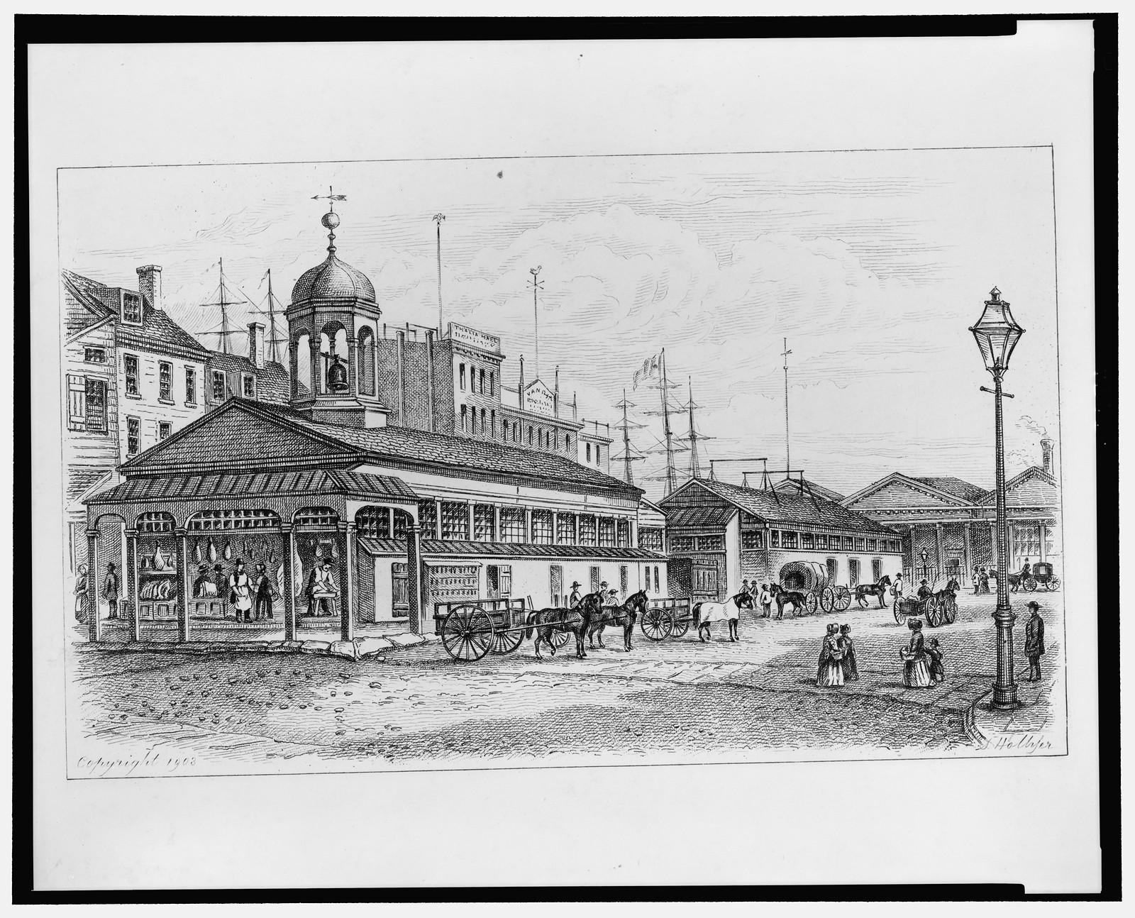 Catherine Market, 1850, c1903. — antique engraving