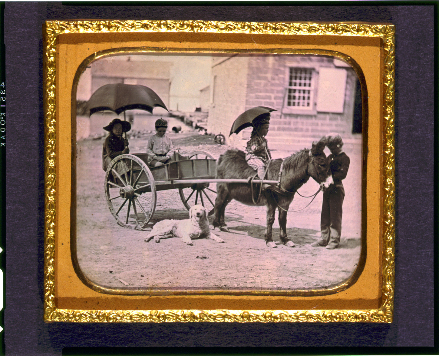 [Children of Lt. Montgomery C. Meigs, in donkey cart with dog, probably Mary Montgomery, Charles, Montgomery, and John Rodgers], [between 1850 and 1851] — historic photograph