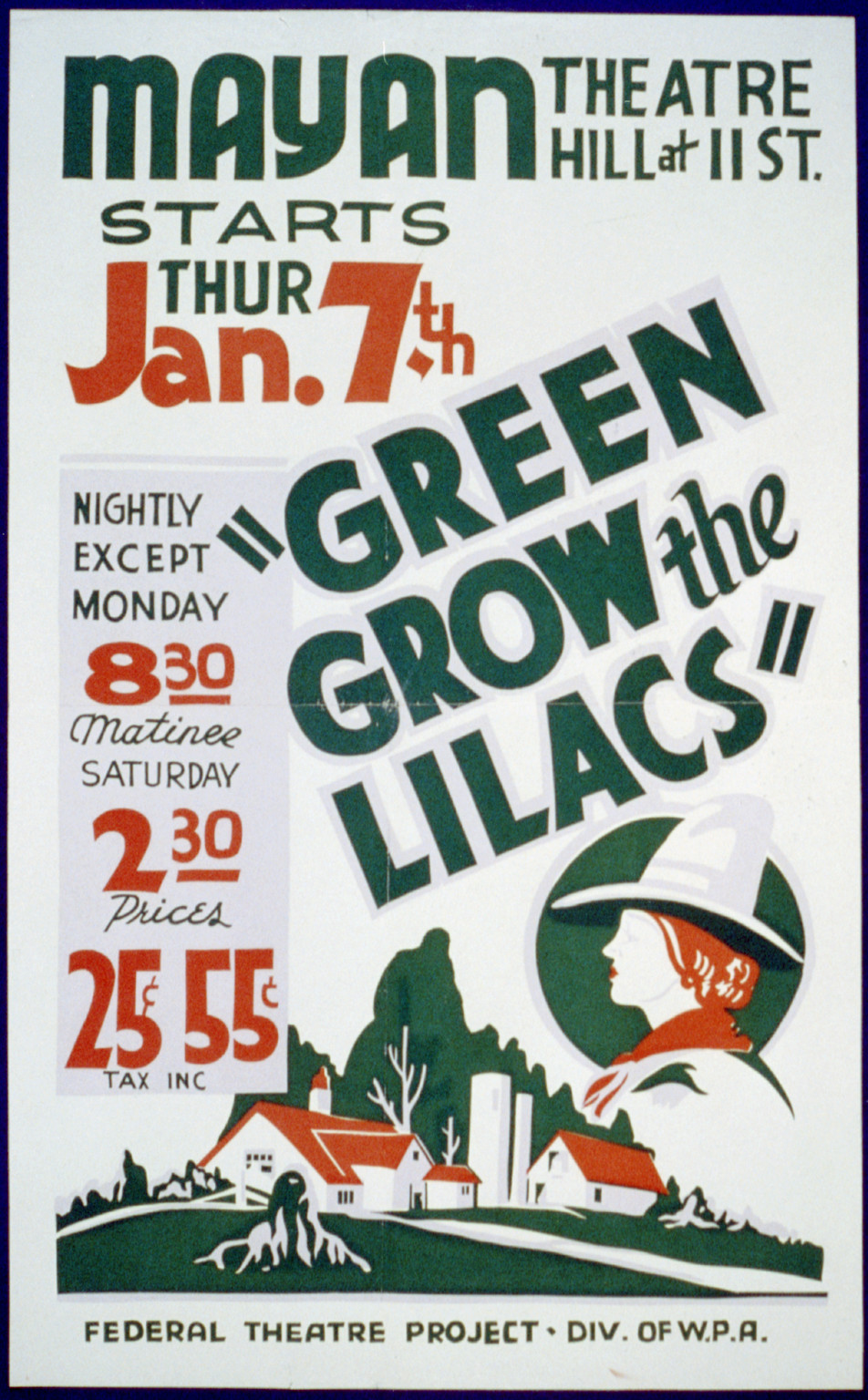 Green grow the lilacs, 1937 — vintage poster