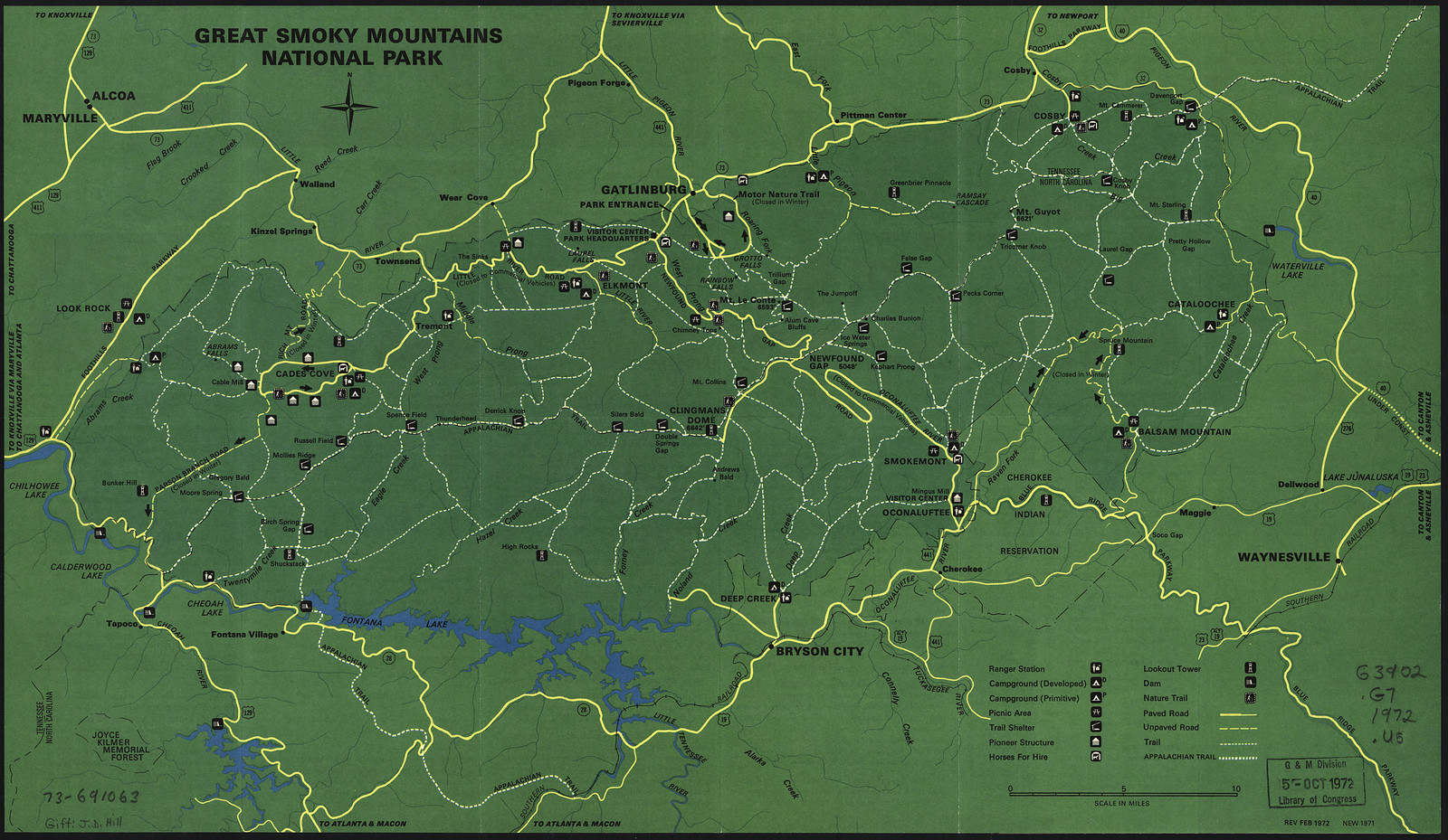 Great Smoky Mountains National Park map — antique map