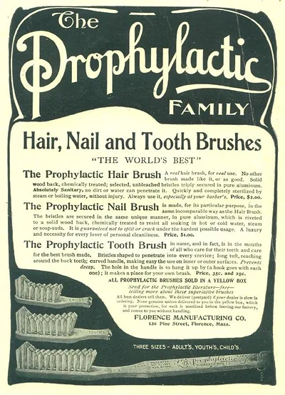 Prophylactic Family hair, nail and tooth brushes advertisement