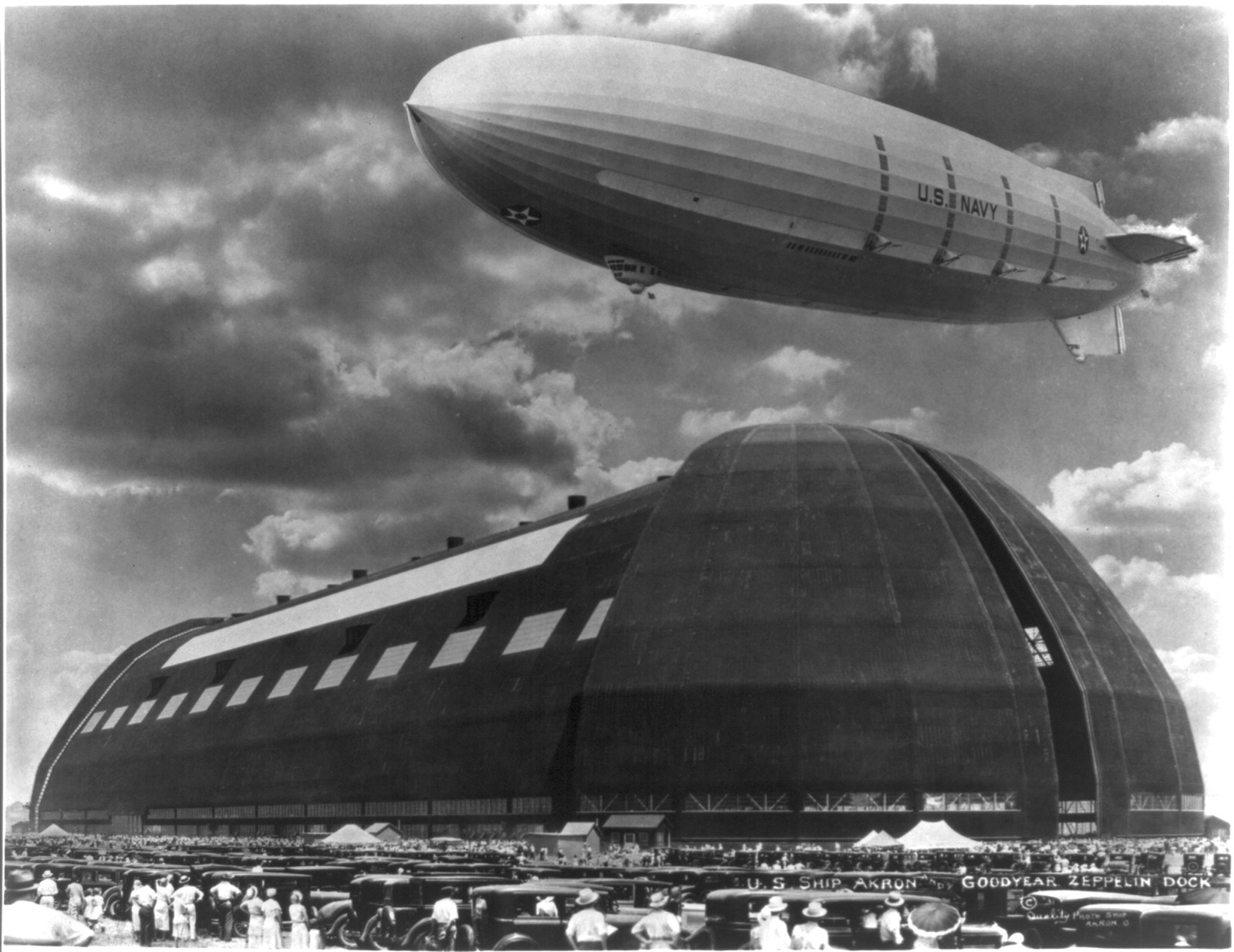 U.S.S. Akron (navy), at Goodyear Zeppelin Dock, Akron, Ohio, 1931 Dec. 21. — historic photograph