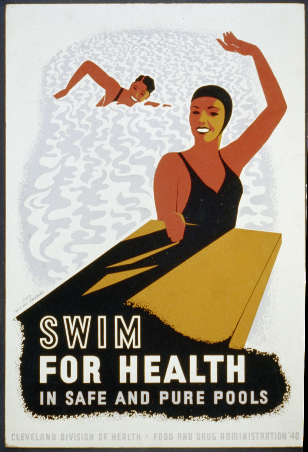 Swim for health in safe and pure pools — vintage poster