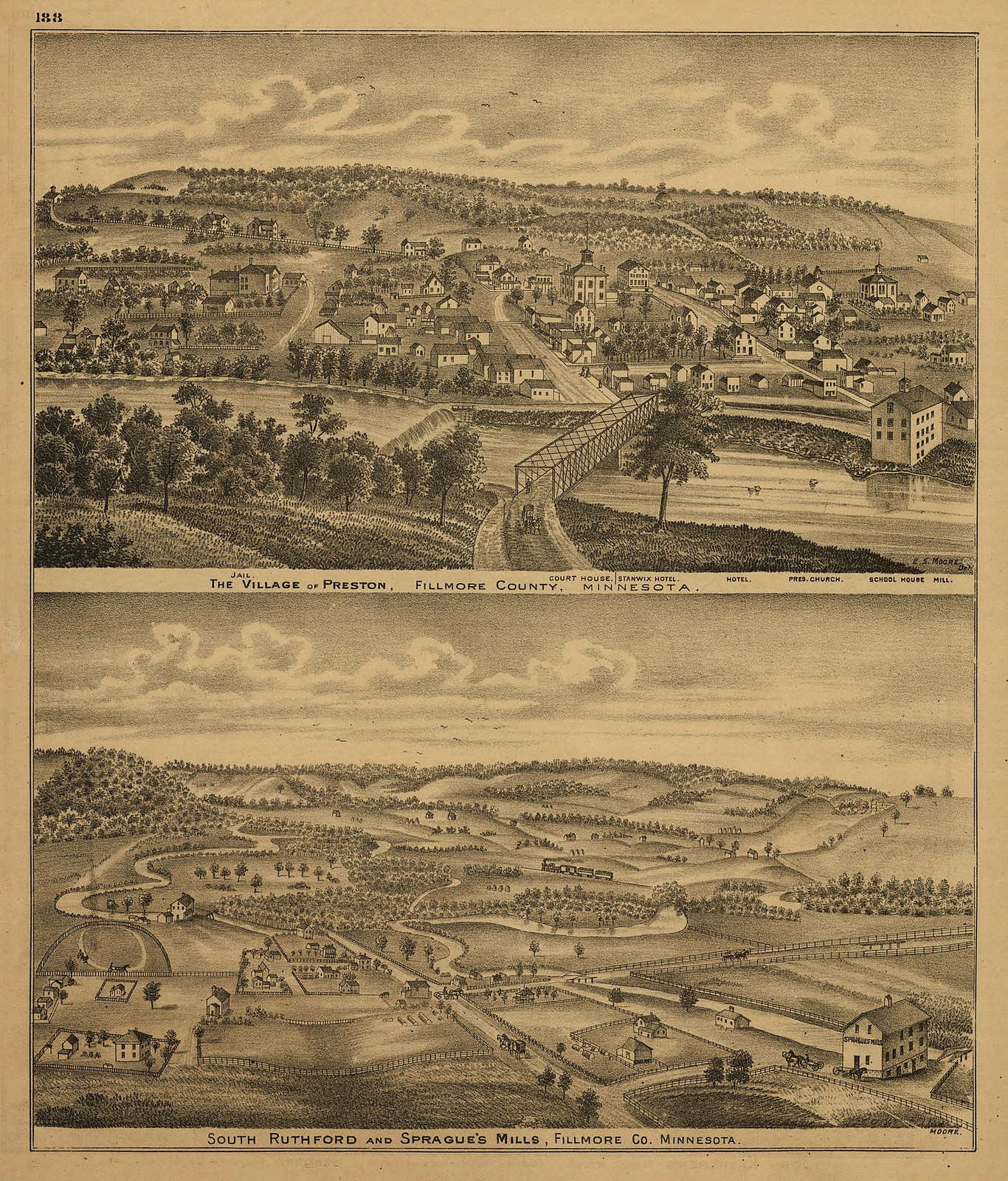 Preston, Minnesota, 1874, 1874 — antique map