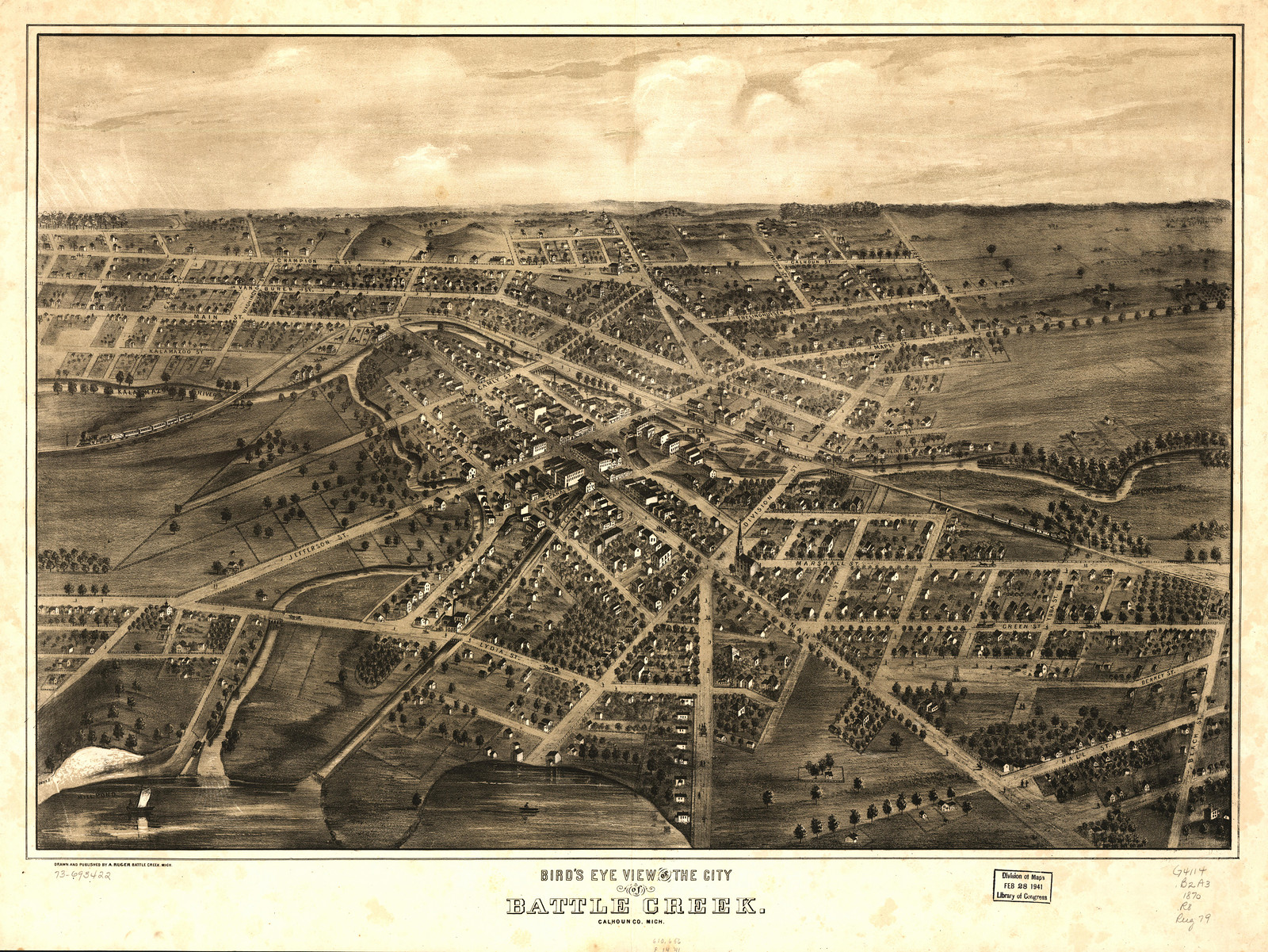 Battle Creek, Michigan, 1870, 1870 — antique map