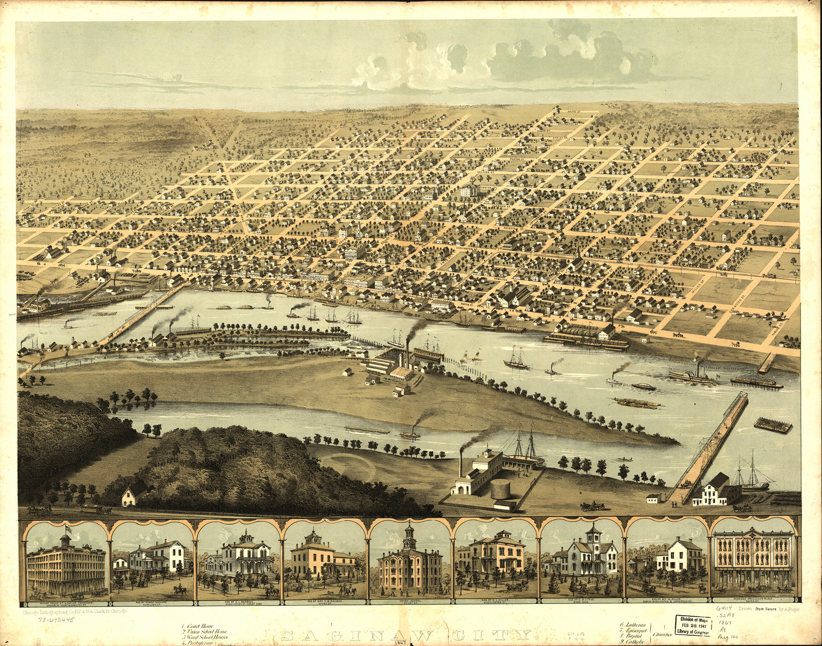 Saginaw, Michigan, 1867, 1867 — antique map