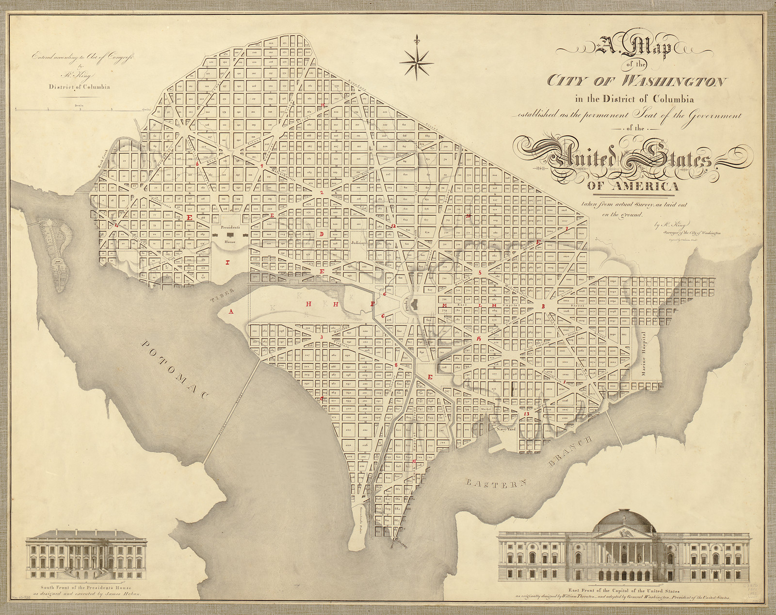 L'Enfant 5 (1818), Washington DC — antique map