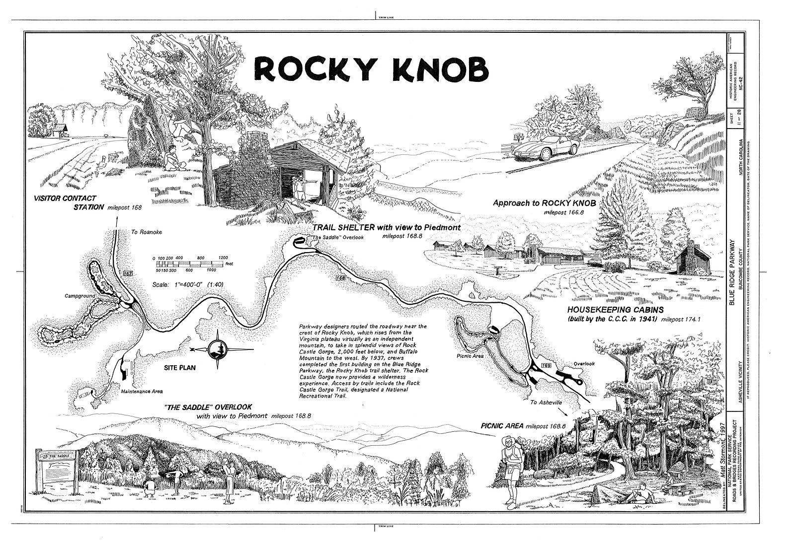 Rocky Knob, Blue Ridge Parkway site plan drawing — historic drawing