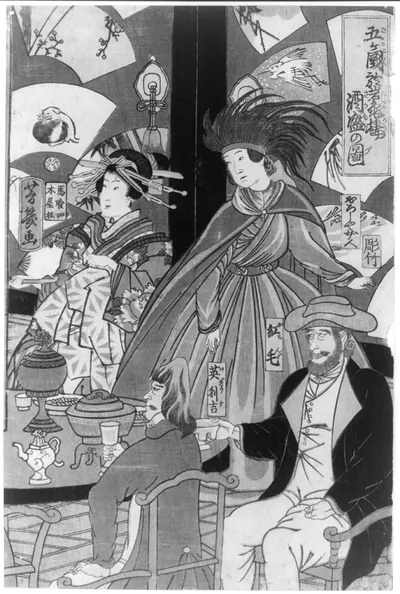 Gokakoku ... gankiro ni oite sakamori no zuTITLE TRANSLATION:Five nations - merrymaking at the Gankiro tea house.