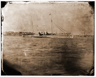 Fort Monroe Virginia. Blockade runner TEASER off Fort Monroe