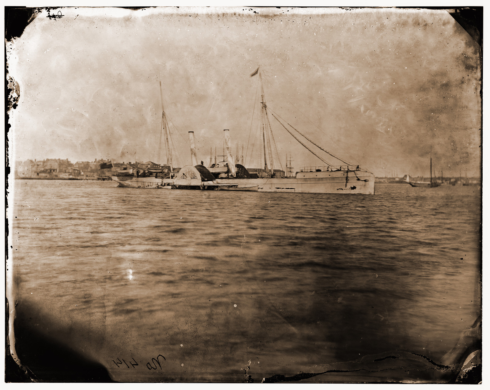 Fort Monroe Virginia. Blockade runner TEASER off Fort Monroe, 1864 — historic photograph