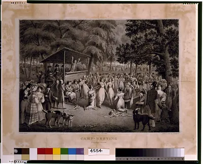 Camp-meeting / A. Rider pinxit ; drawn on stone by H. Bridport.