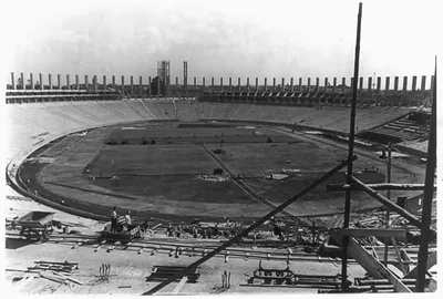 [Olympic stadium, Berlin: Construction of interior]