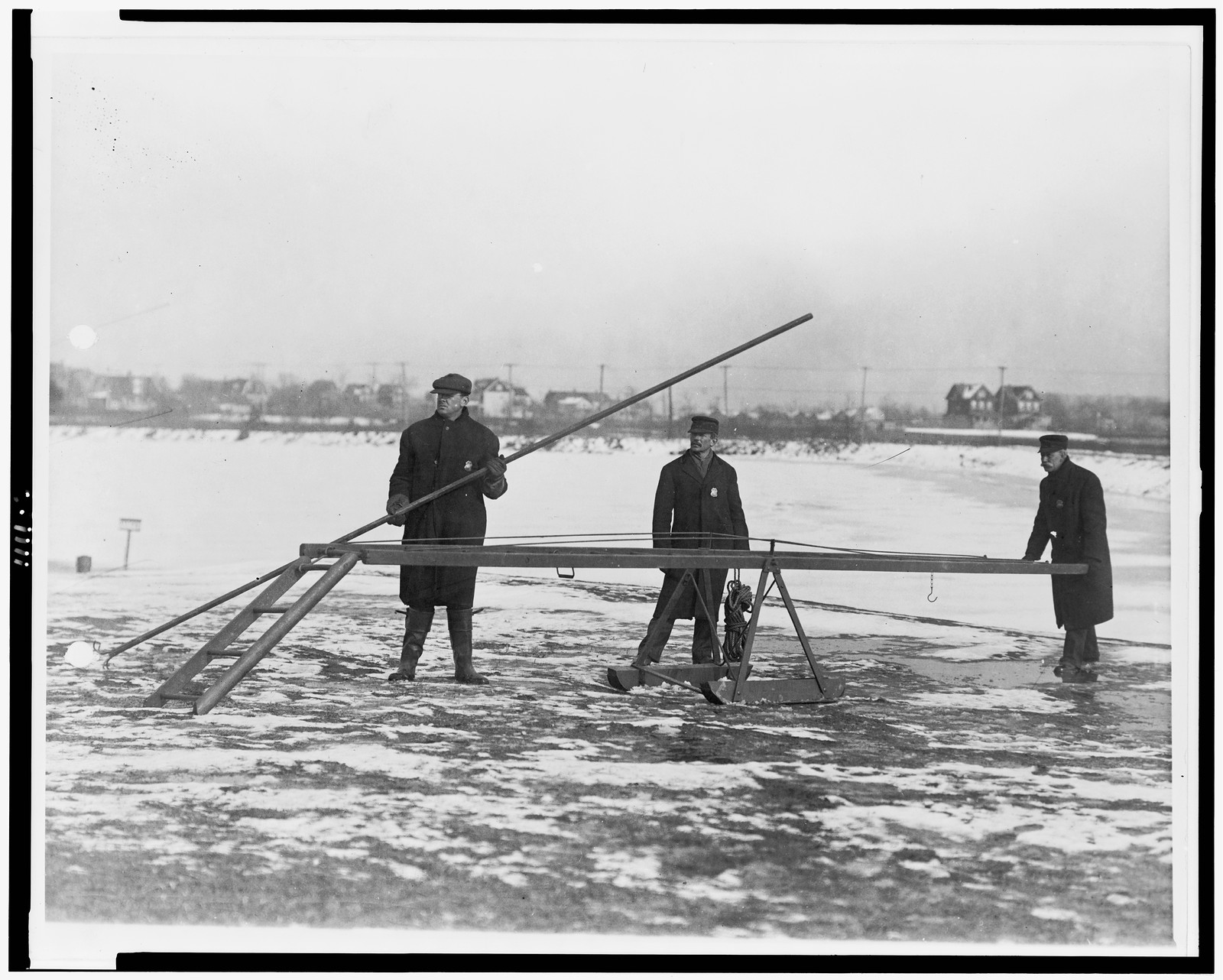 A life saving appliance to protect those who like to skate on thin ice, [19]17. — historic photograph