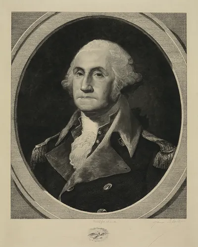 George Washington oval portrait engraving in military uniform