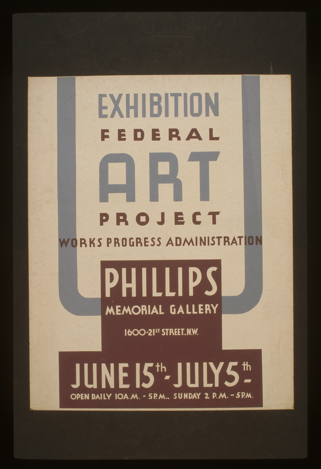 Exhibition - Federal Art Project Works Progress Administration [at the] Phillips Memo, 1936 — vintage poster