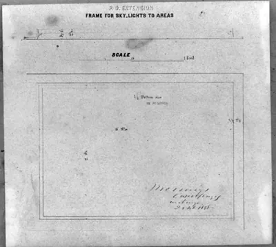 Post Office extension, frame for skylight to areas