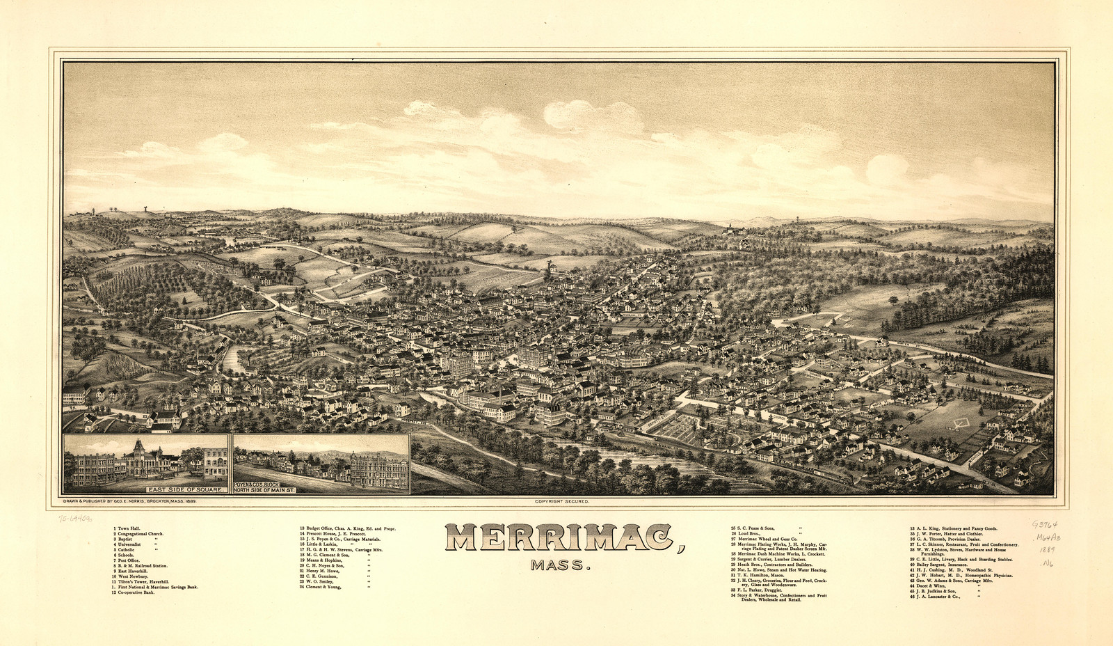 Merrimac, Massachusetts, 1889, 1889 — antique map