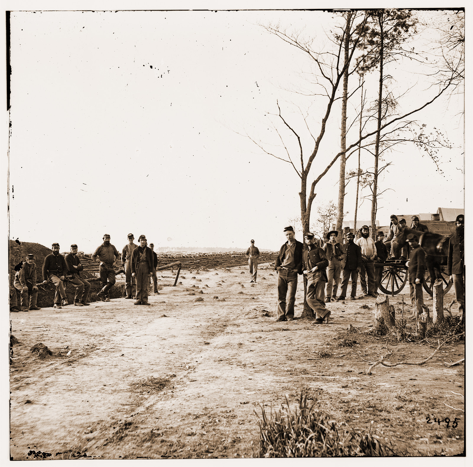 Petersburg Virginia (vicinity). Group of 13th New York heavy Artillery. Winter camp, 1861 — historic photograph
