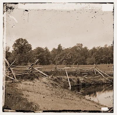Gettysburg Pennsylvania. McPhersons woods on left of the Chambersburg Pike