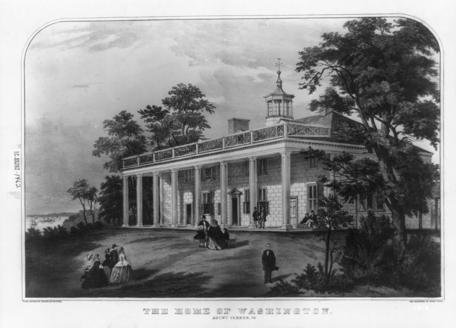 The home of Washington, Mount Vernon, Va., New York : Published by Currier & Ives, [between 1856 and 1872] — antique lithograph