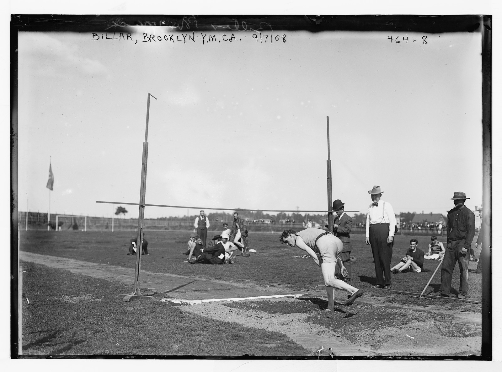 Biller, at high-jump, Y.M.C.A., Brooklyn, 9/7/08. — historic photograph