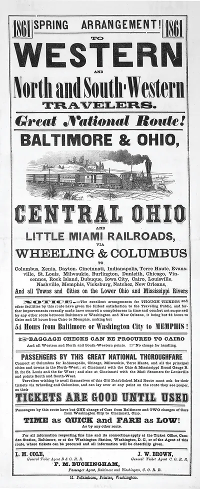 1861 Spring Arrangement to Western and North and South-Western Travelers