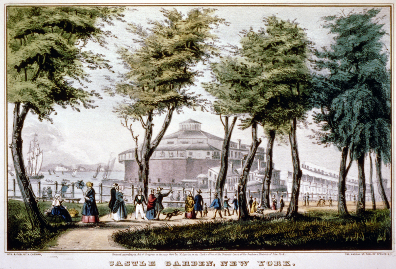 Castle garden, New York: From the battery, [New York] : N. Currier, 1848. — antique lithograph