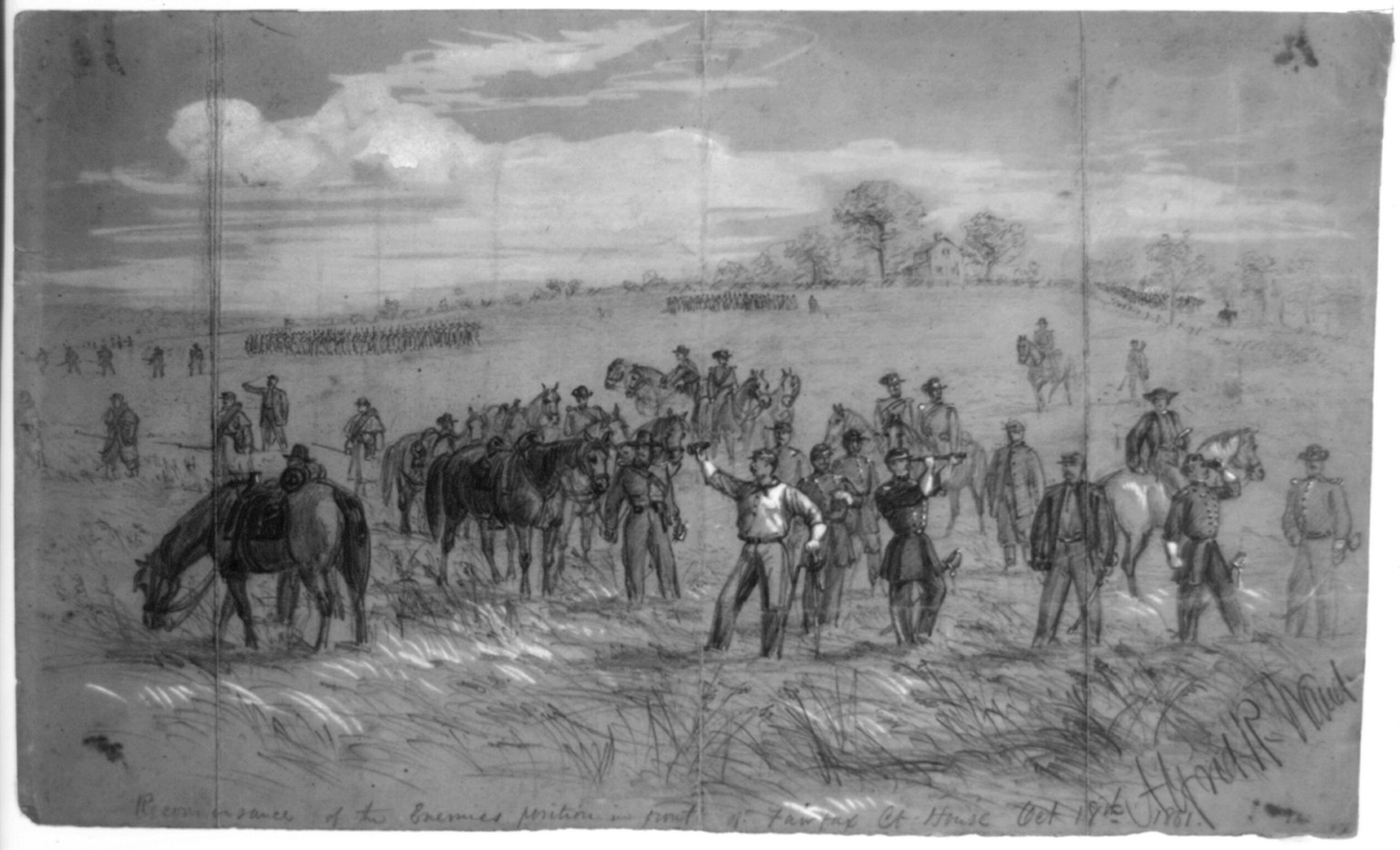 Reconnoisance [sic] of the Enemies position in front of Fairfax Ct. House Oct. 18th 1861, 1861 October 18. — historic drawing