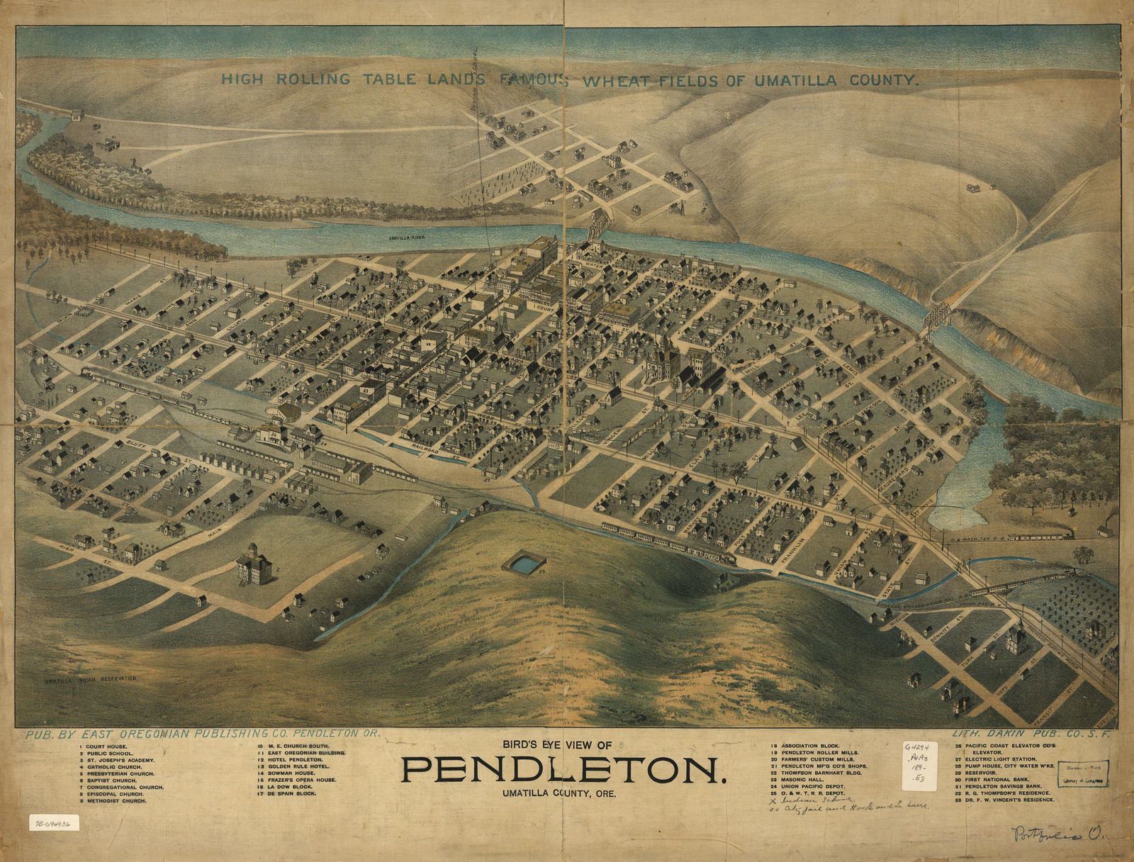 Pendleton, Oregon, 1890, 1890 — antique map