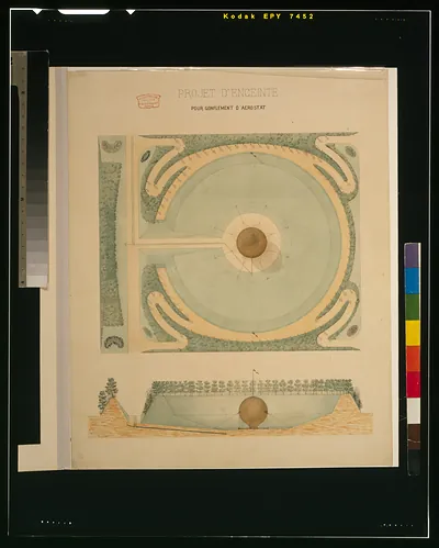 Projet d'enceinte pour gonflement d'aerostat / J. Chavoutier, architecte, r. Louis LeGrand 37, Paris.