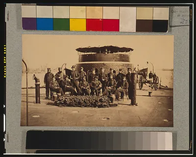 [Fifteen officers on deck of the original Monitor"]"