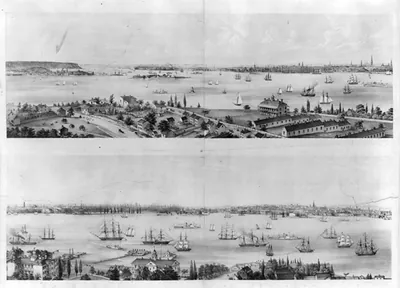 New York from Staten Island Brooklyn City Jersey City New York from Staten Island / sketched and drawn on stone by C.W. Burton.